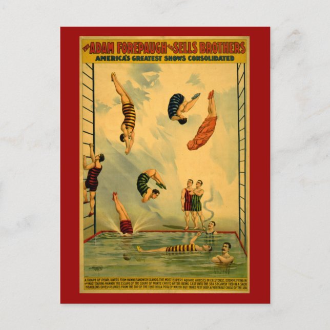 Poster med hög disk/dykcirkus vykort (Framsida)