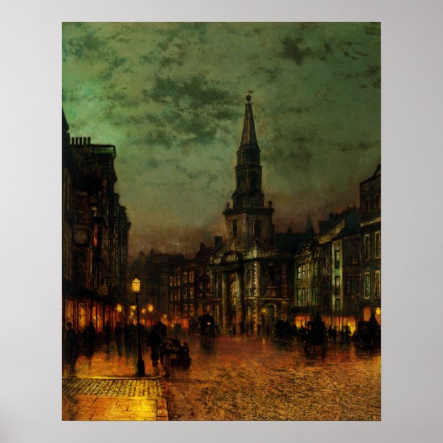 Poster med John Atkins Grimshaw-målning (Framsidan)