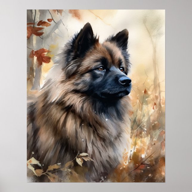 Poster med Keeshond Hund Art-utskrift (Framsidan)