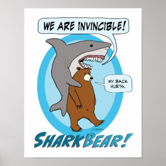 Poster med lusthajar och björn