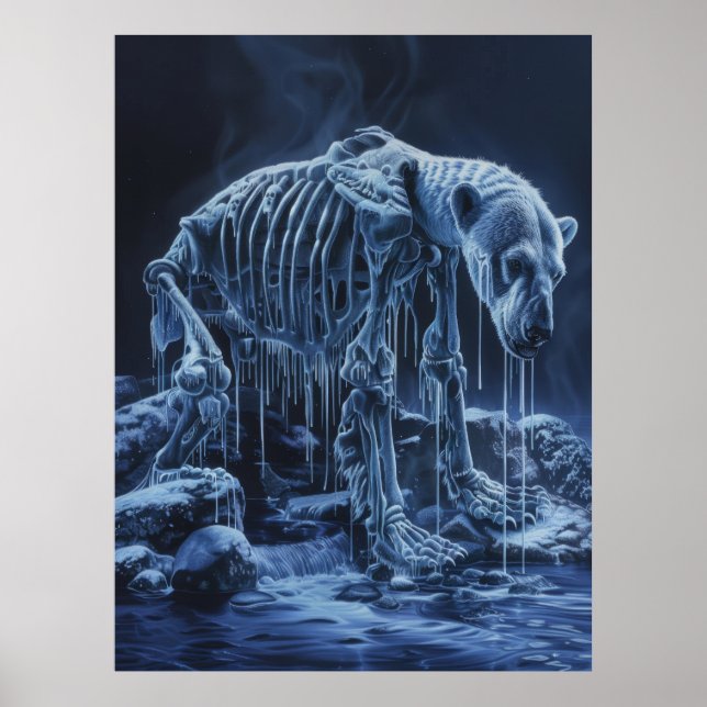 Poster med majestät Polar Bear Skeleton (Framsidan)