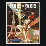 Poster med Paris Art Deco-utskrift från 1920-talet<br><div class="desc">Poster med Fransk vintage art deco poster av trycksaker från 1920 års reklammässa i Paris, "Foire de Paris". Verkligt chic och konst deco stil med Eiffel Torn under natten i bakgrunden. Snälla, låt oss veta om ni vill ha några förändringar som skulle glädja er. Vi är lycklig för att hjälpa...</div>