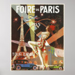 Poster med Paris Art Deco-utskrift från 1920-talet<br><div class="desc">Poster med Fransk vintage art deco poster av trycksaker från 1920 års reklammässa i Paris, "Foire de Paris". Verkligt chic och konst deco stil med Eiffel Torn under natten i bakgrunden. Snälla, låt oss veta om ni vill ha några förändringar som skulle glädja er. Vi är lycklig för att hjälpa...</div>