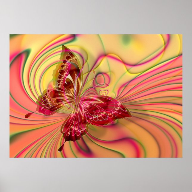 poster med persikor röd fjäril (Framsidan)