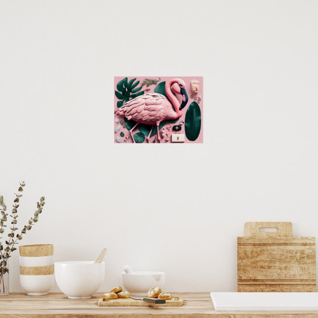 Poster med Rosa Flamingo (Kök)
