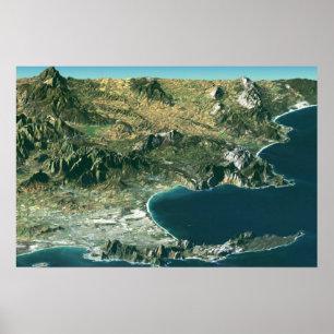 Poster med satellitbild över Kapstaden