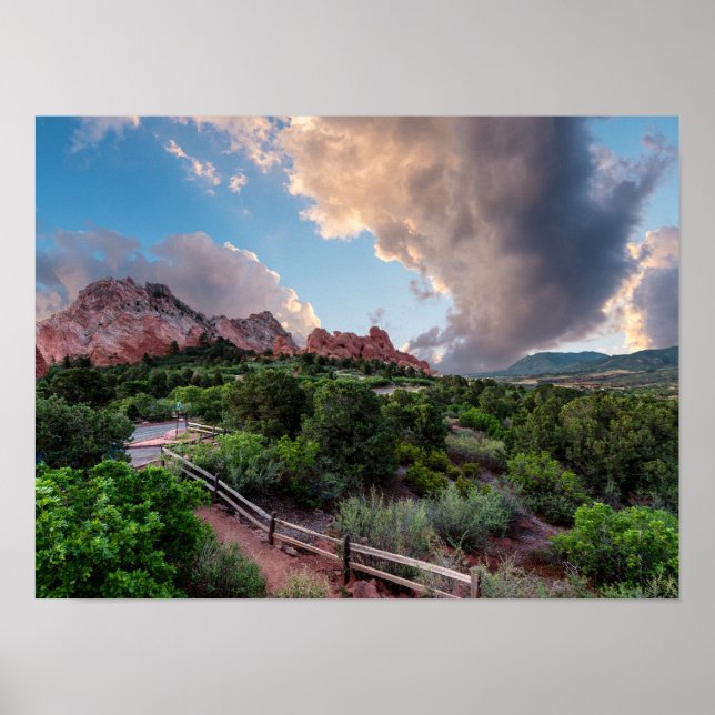 Poster med soluppgång över Colorado sovande jätte (Framsidan)