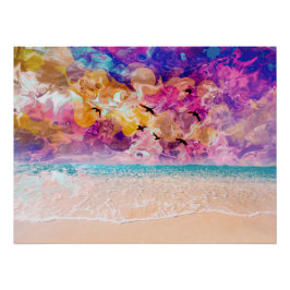 Poster med strand och abstrakt i himmel perfect poster