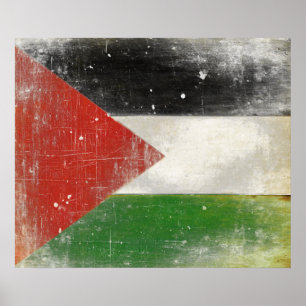 Poster med stressad Flagga från Palestina