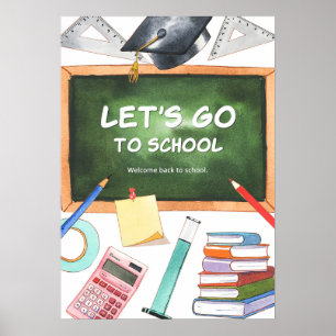 Poster med vattenfärg Back to school