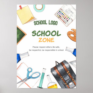 Poster med vattenfärg Back to school