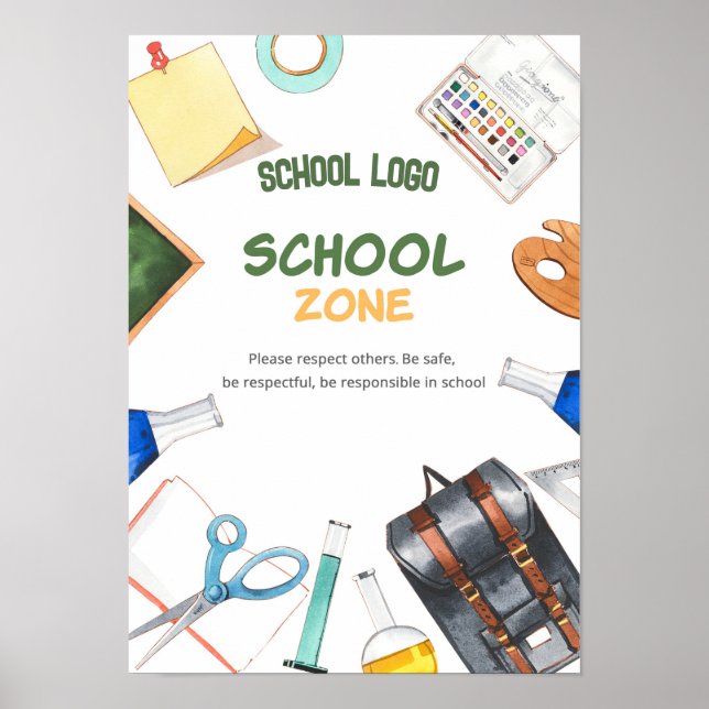 Poster med vattenfärg Back to school (Framsidan)