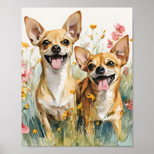 Poster med vattenfärg Chihuahua - Utspädd liten Hu