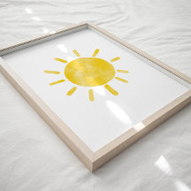 Poster med vattenfärg sol