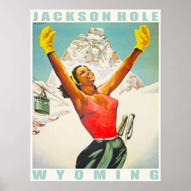 Poster med Vintage-skidutskrift från Aspen (Framsidan)