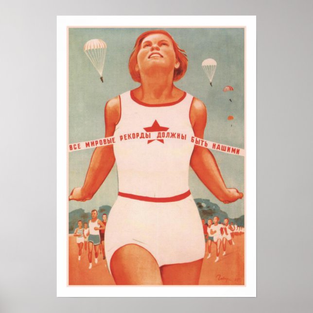 Poster med Vintage Sovjetunionens propaganda (Framsidan)