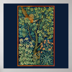 POSTER MED WILLIAM MORRIS "PHEASANT" DESIGN