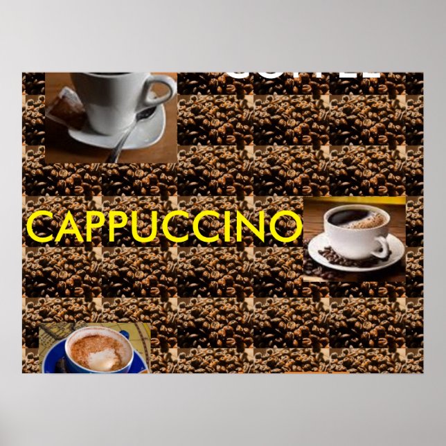 POSTER MENYN COFFEE CAPPUCCINO LATTE (Framsidan)