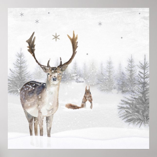 Poster met hert en eekhoorn (Framsidan)