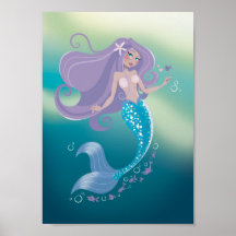 Poster Mode Illustration Sea Sjöjungfru Fairy Svan