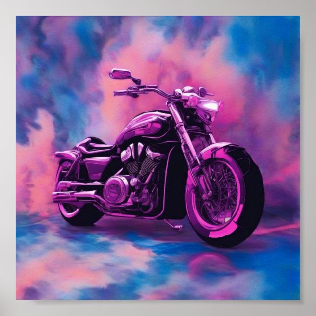 Poster Motorcykel, Abstrakt Färg (Framsidan)
