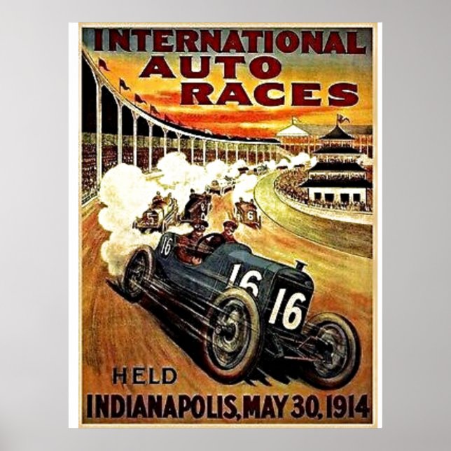 POSTER: MOTORSPORT INDIANAPOLIS 1914 POSTER (Framsidan)