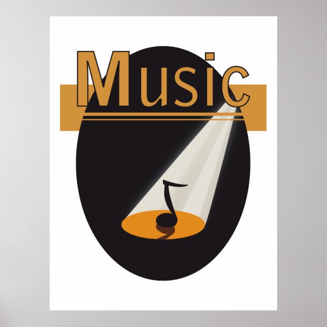 Poster - Muzieknoot in spotlight design Music (Framsidan)