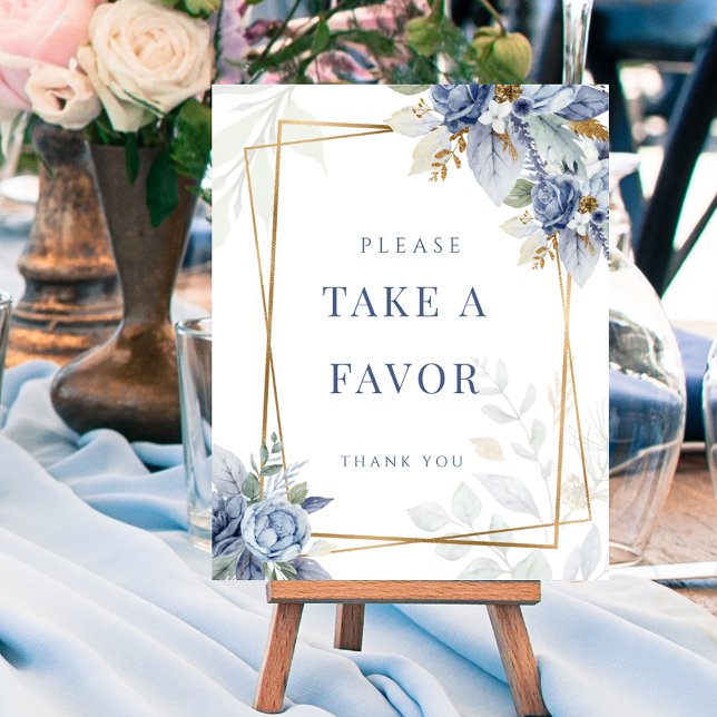 Poster något blått Möhippa-favoritskylt (Dusty Something Blue Bridal Favor Sign Poster)