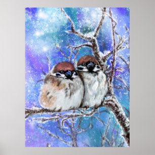 Poster några Sparrow i vinter