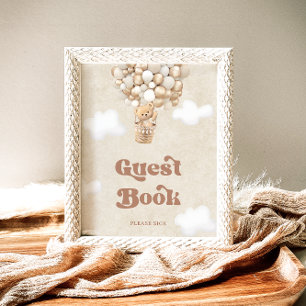 Poster nalle Bubblor Baby Shower Guest Bok