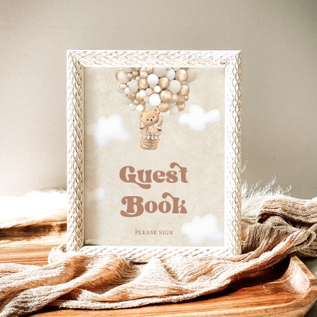 Poster nalle Bubblor Baby Shower Guest Bok (Skapare uppladdad)