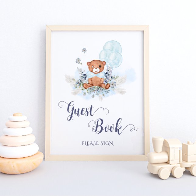 Poster nalle Bubblor Baby Shower Guest Bok (Skapare uppladdad)