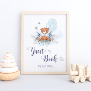 Poster nalle Bubblor Baby Shower Guest Bok