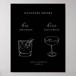 Poster Namnteckning miniatyrteckningar