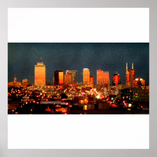 Poster - Nashville Skyline vid Sunset