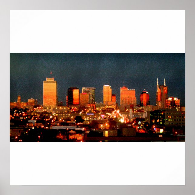 Poster - Nashville Skyline vid Sunset (Framsidan)