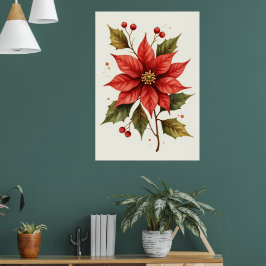 Poster Natal Flor Vermelha