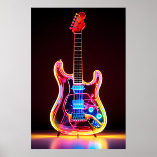 Poster Neon Guitar Art-utskrift
