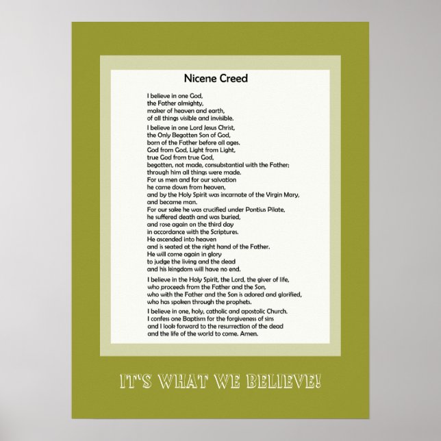 Poster Nicene Creed Christian Print (Framsidan)