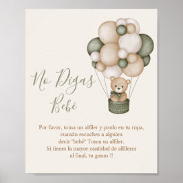 Póster No Digas Bebé letrero para Baby Shower Poster