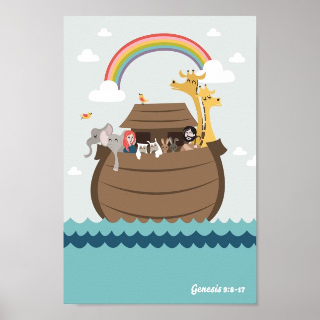Poster Noahs Ark Animal Pairs Christian Wall Art (Framsidan)