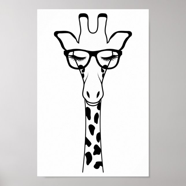 Poster- Nursery Kids Bedroom Giraffe Glass Poster (Framsidan)