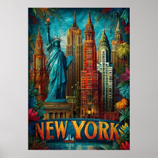 poster, nyc skyline art, manhattan w poster