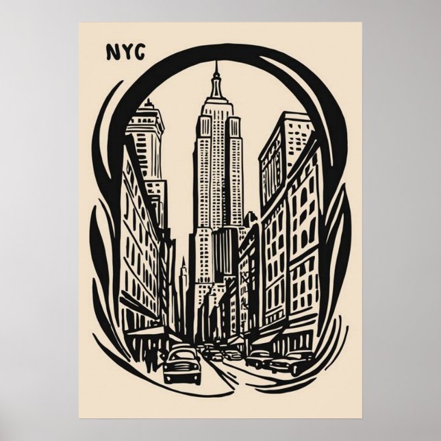 poster, nyc skyline art, manhattan w poster (Framsidan)