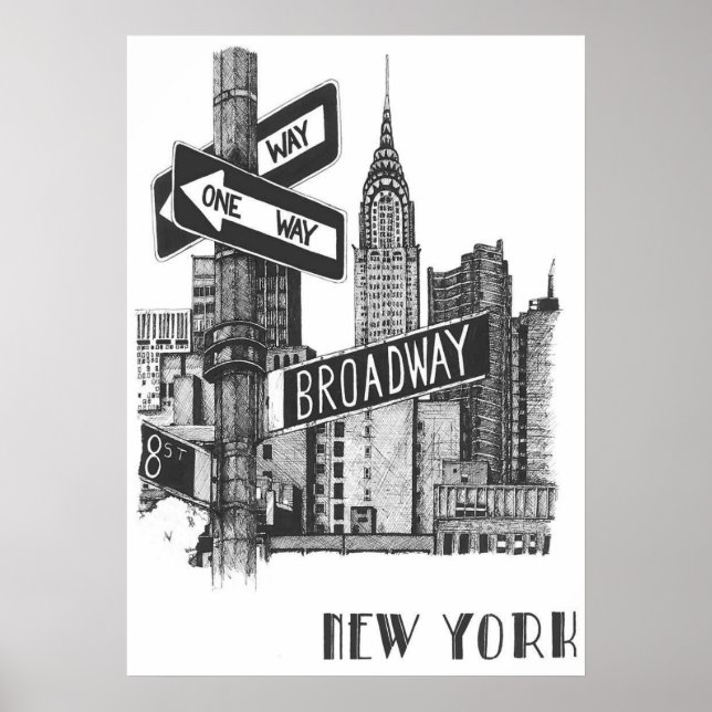 poster, nyc skyline art, manhattan w poster (Framsidan)