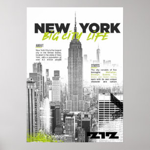 poster, nyc skyline art, manhattan w poster