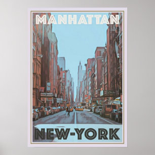 poster, nyc skyline art, manhattan w poster