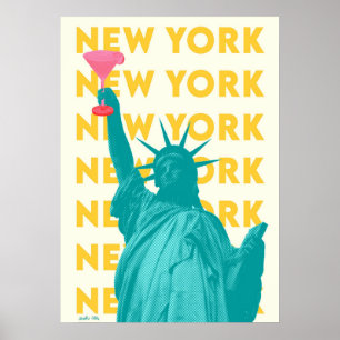 poster, nyc skyline art, manhattan w poster