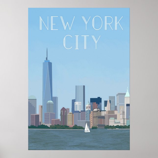 poster, nyc skyline art, manhattan w poster (Framsidan)