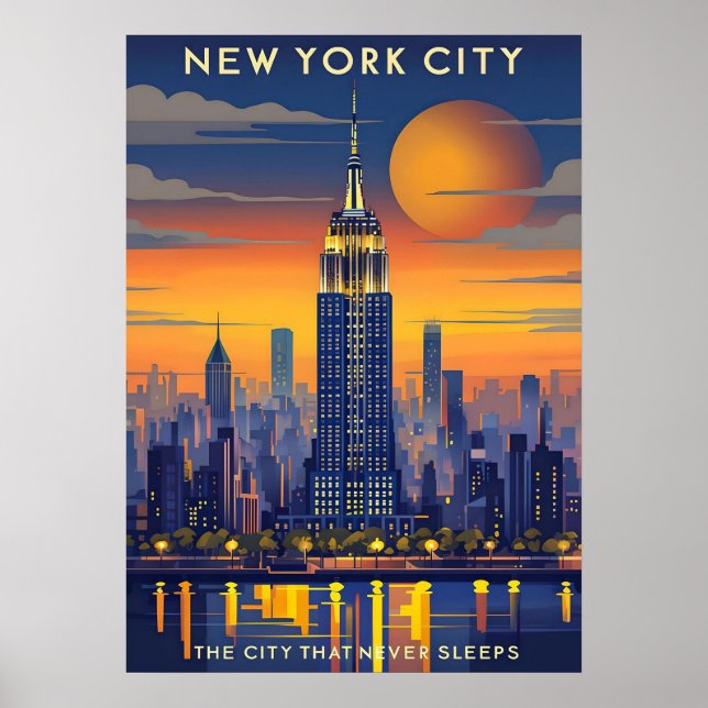 poster, nyc skyline art, manhattan w poster (Framsidan)